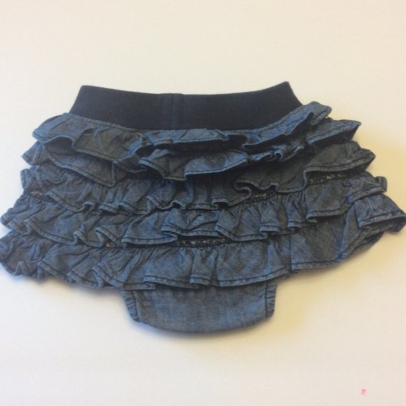 BABY GAP TIERED RUFFLE CHAMBRAY DENIM SIRT 6-12MOS - Picture 4 of 4